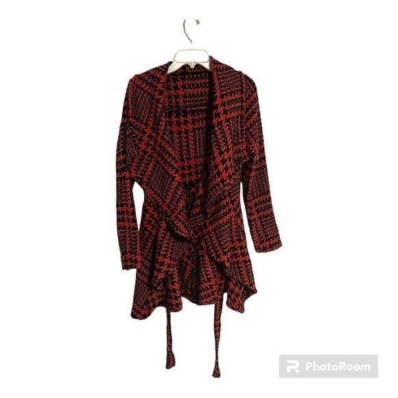 HYFVE Houndstooth Shawl Belted Jacket, Medium - Picture 1 of 4
